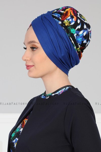 Fiona - Turban En Coton Bleu Galaxy