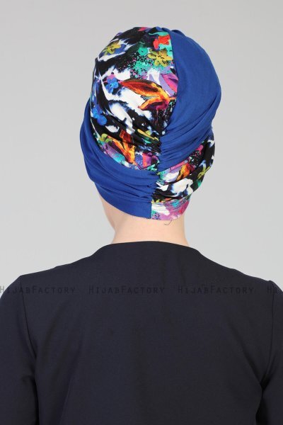 Fiona - Turban En Coton Bleu Galaxy