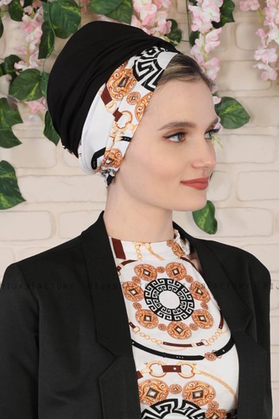 Fiona - Turban En Coton Black Elegant