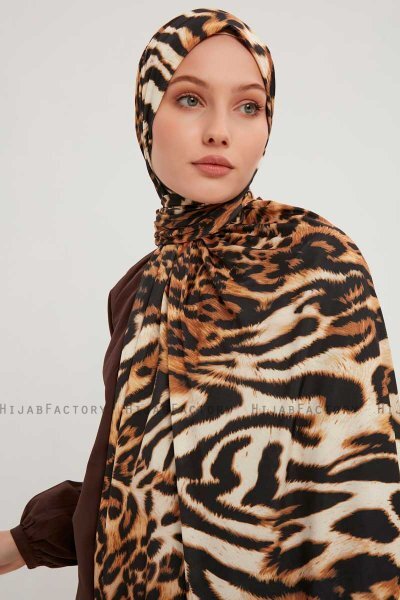 Ayten - Hijab À motifs Marron