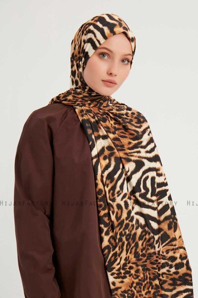 Ayten - Hijab À motifs Marron