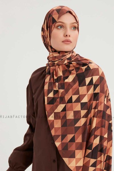 Banou - Hijab À motifs Marron