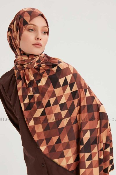 Banou - Hijab À motifs Marron