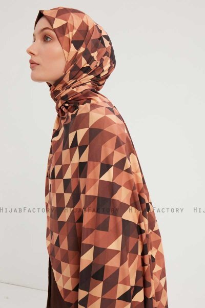 Banou - Hijab À motifs Marron