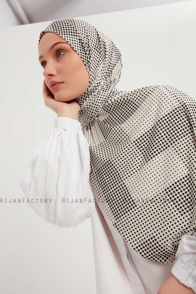 Nurgul - Hijab À motifs Gris Clair