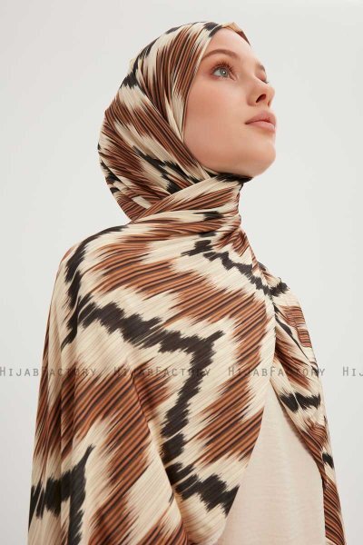 Tansu - Hijab À motifs Marron