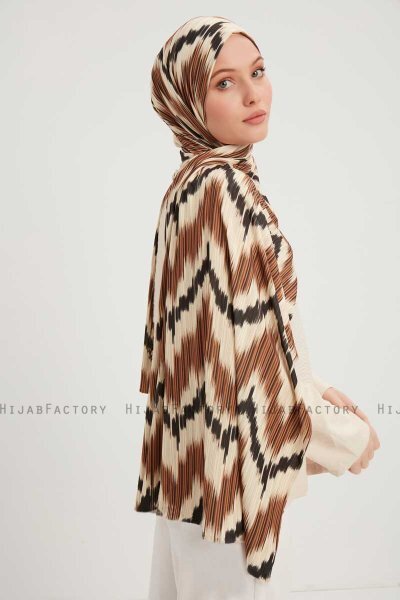 Tansu - Hijab À motifs Marron