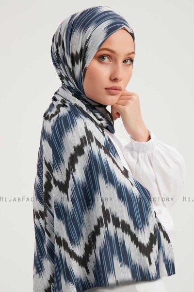 Tansu - Hijab À motifs Bleu Marin