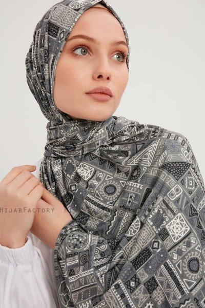 Gulya - Hijab À motifs Gris