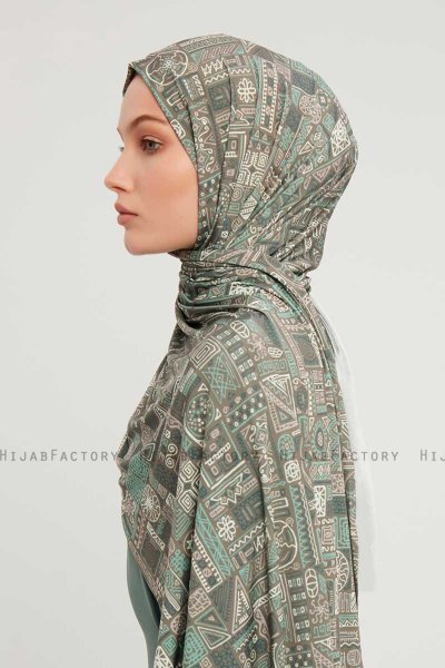 Gulya - Hijab À motifs Vert Foncé