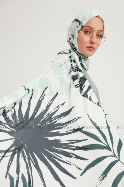 Ezmeray - Hijab À motifs Vert Clair