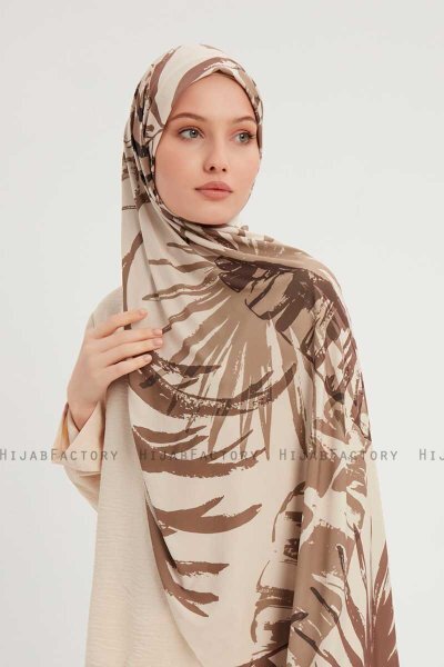 Ezmeray - Hijab À motifs Taupe
