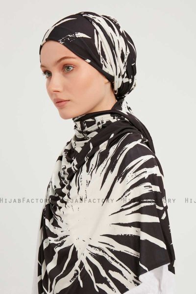 Ezmeray - Hijab À motifs Noir