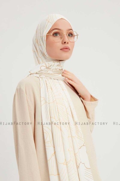 Fadime - Hijab À motifs Pearl White