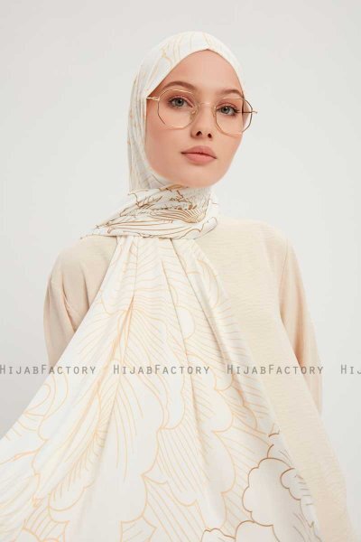 Fadime - Hijab À motifs Pearl White