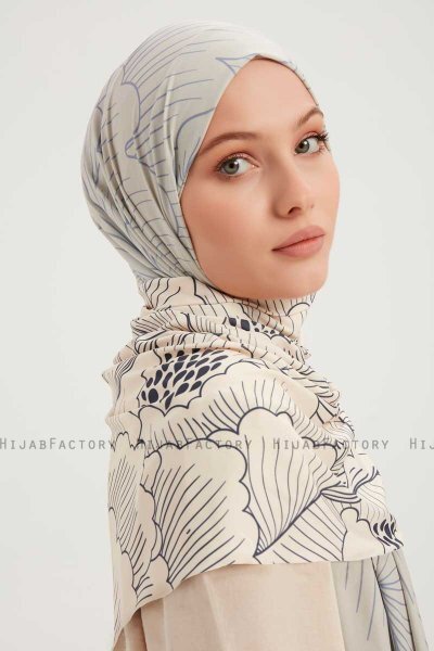 Fadime - Hijab À motifs Bleu