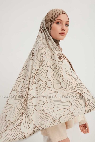 Fadime - Hijab À motifs Marron Clair