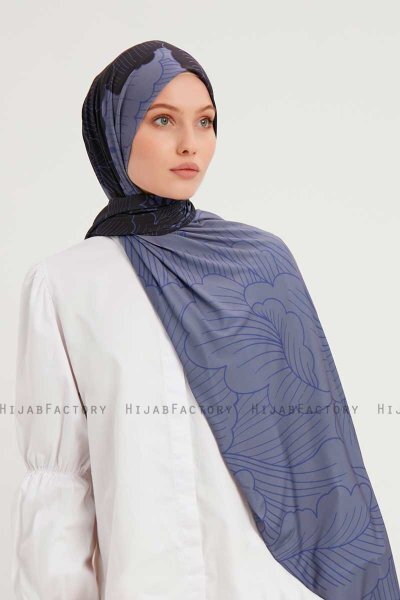 Fadime - Hijab À motifs Bleu Marin