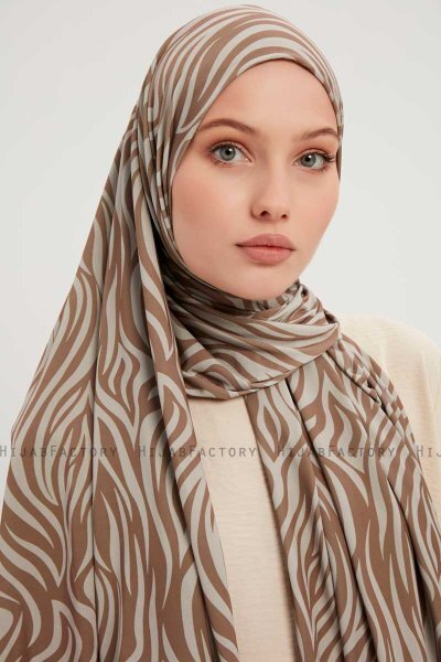 Hafiz - Hijab À motifs Marron Clair