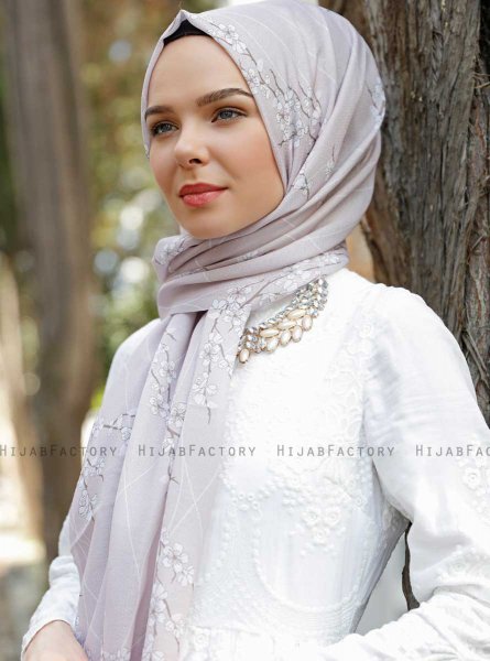 Abira - Hijab à Motifs Vieux Rose - Sal Evi