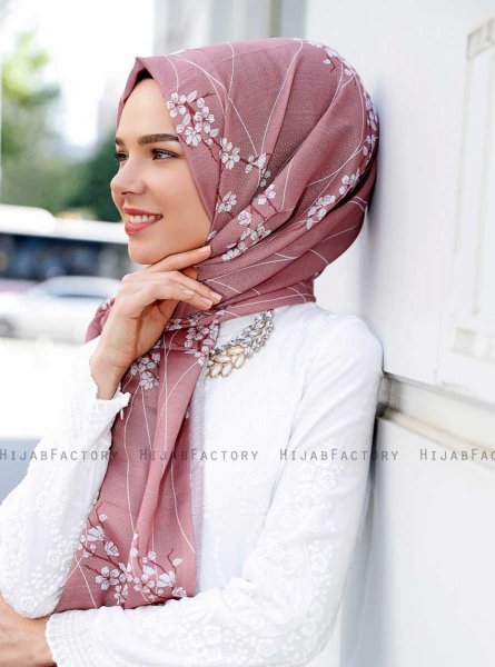 Abira - Hijab à Motifs Rose Foncé - Sal Evi