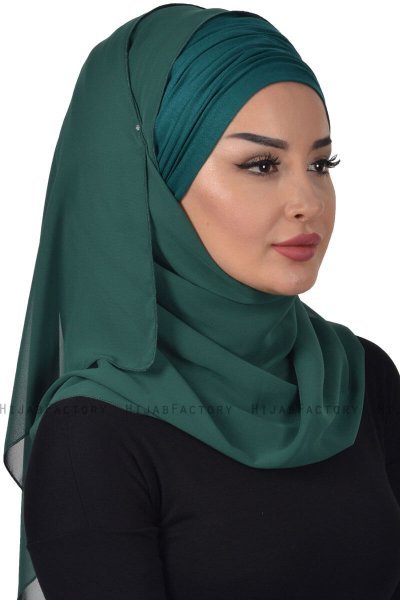 Alva - Hijab & Bonnet Pratique Vert Foncé