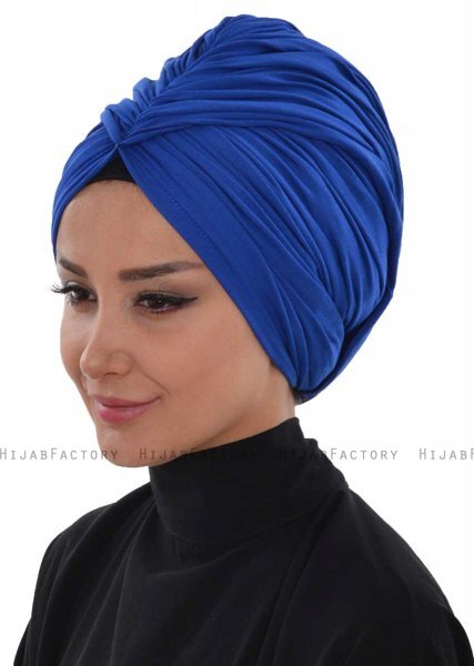 Amy - Turban En Coton Bleu - Ayse Turban