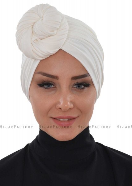 Amy - Turban En Coton Blanc Cassé - Ayse Turban