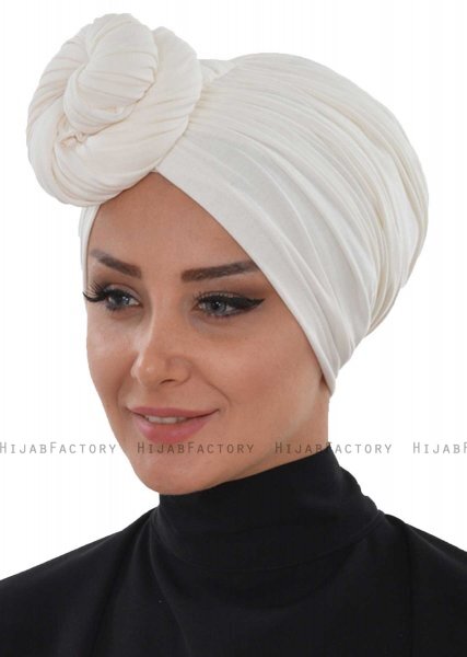 Amy - Turban En Coton Blanc Cassé - Ayse Turban