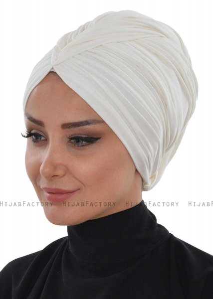 Amy - Turban En Coton Blanc Cassé - Ayse Turban