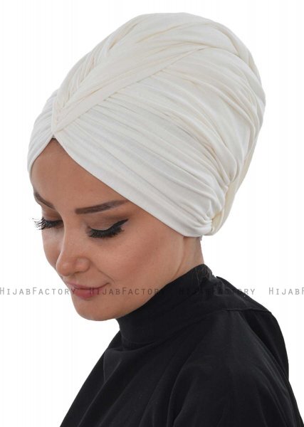 Amy - Turban En Coton Blanc Cassé - Ayse Turban