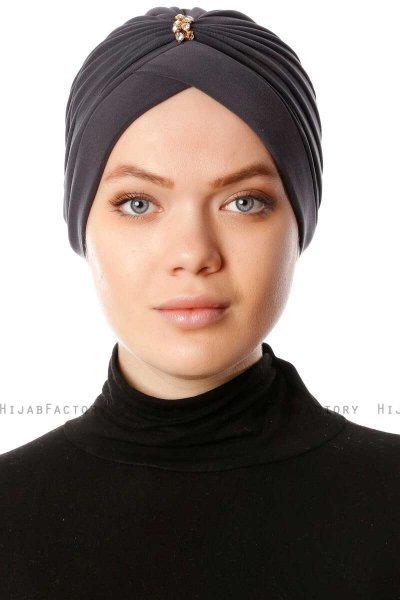 Arwa - Turban Crepe Chiffon Anthracite - Sehr-i Sal