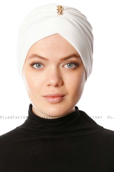 Arwa - Turban Crepe Chiffon Crème - Sehr-i Sal