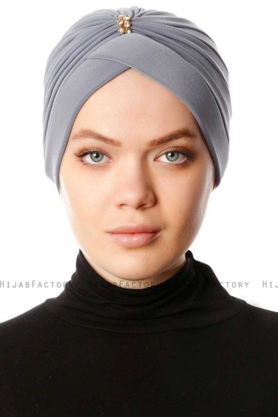 Arwa - Turban Crepe Chiffon Gris - Sehr-i Sal