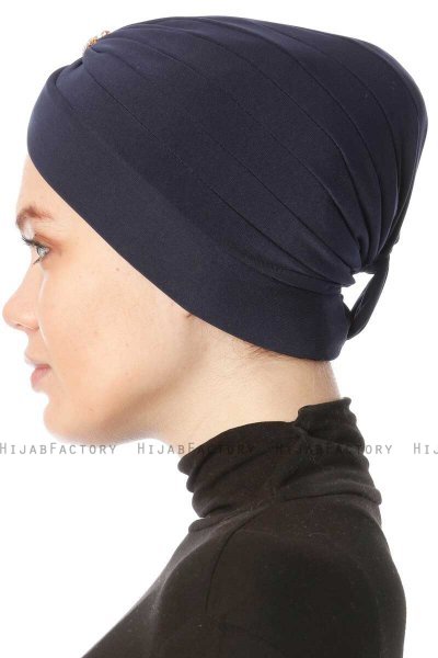 Arwa - Turban Crepe Chiffon Bleu Marin - Sehr-i Sal