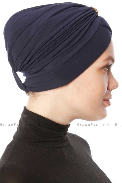 Arwa - Turban Crepe Chiffon Bleu Marin - Sehr-i Sal