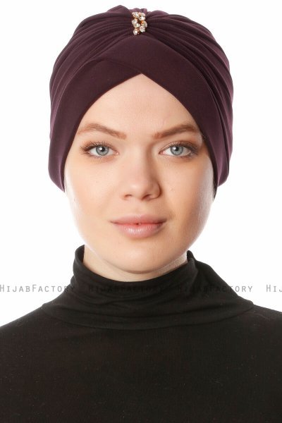 Arwa - Turban Crepe Chiffon Prune - Sehr-i Sal
