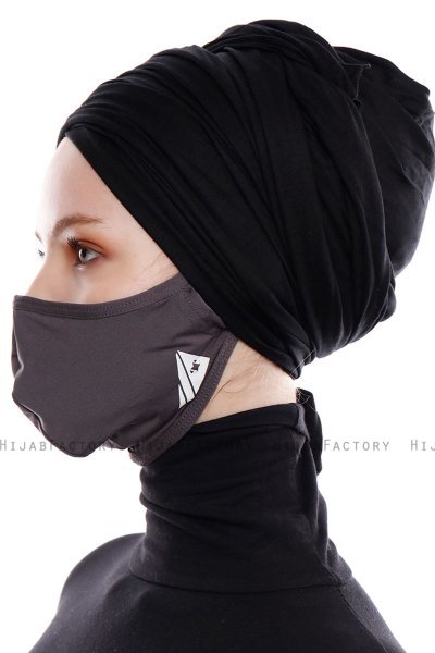 Asli - Hijab Sport Masque Facial Anthracite / Couverture Faciale