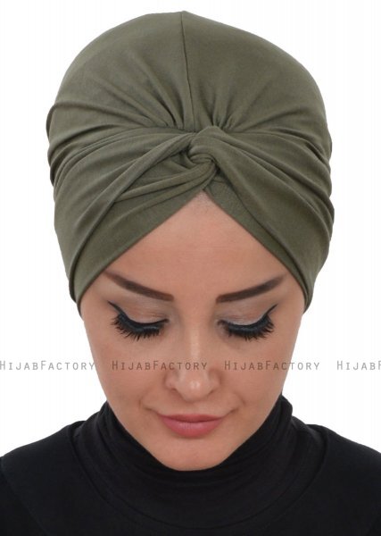Astrid - Turban En Coton Kaki - Ayse Turban