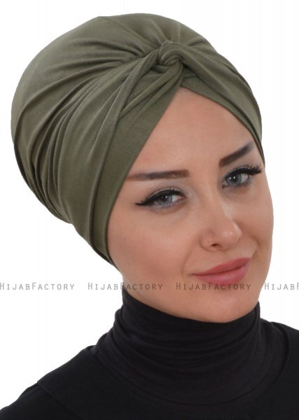 Astrid - Turban En Coton Kaki - Ayse Turban