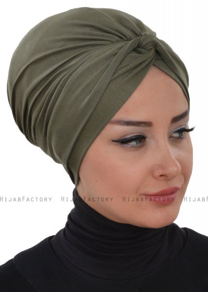 Astrid - Turban En Coton Kaki - Ayse Turban