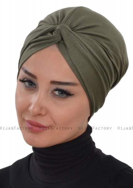 Astrid - Turban En Coton Kaki - Ayse Turban