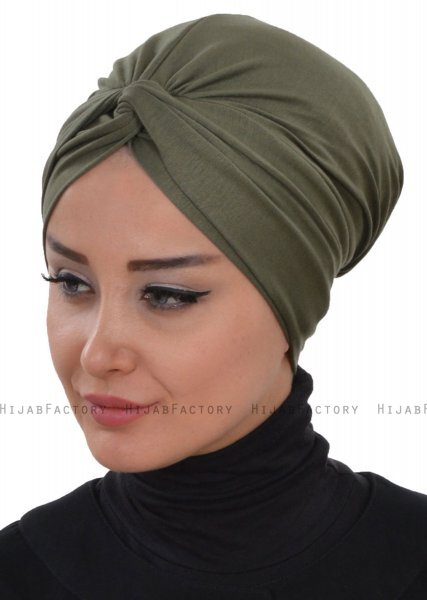 Astrid - Turban En Coton Kaki - Ayse Turban