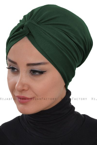 Astrid - Turban En Coton Vert Foncé - Ayse Turban