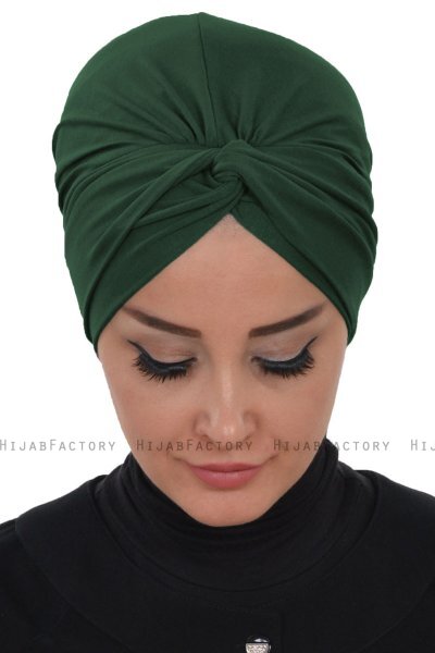 Astrid - Turban En Coton Vert Foncé - Ayse Turban