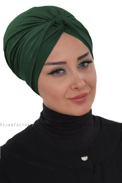 Astrid - Turban En Coton Vert Foncé - Ayse Turban