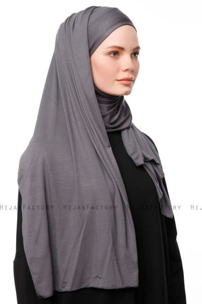 Asya - Hijab Pratique Viscose Gris Foncé