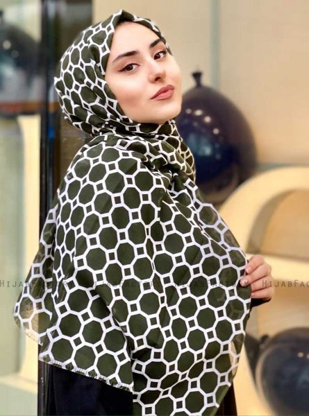 Atika - Hijab A Motifs En Coton Kaki - Mirach