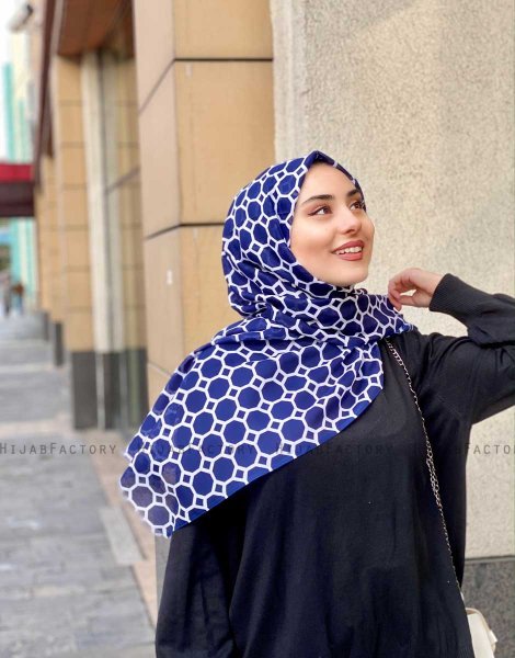 Atika - Hijab A Motifs En Coton Bleu Marin - Mirach