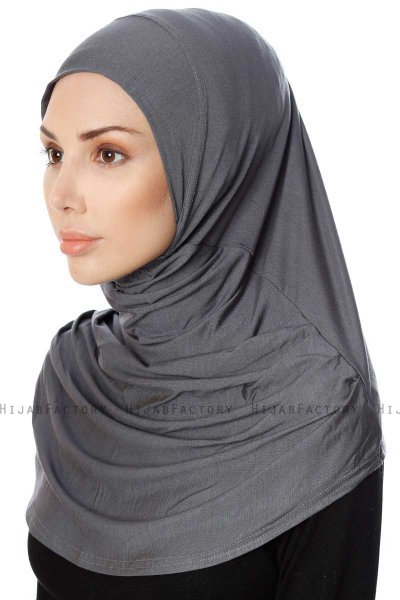 Ava - Hijab Al Amira Gris Foncé One-Piece - Ecardin